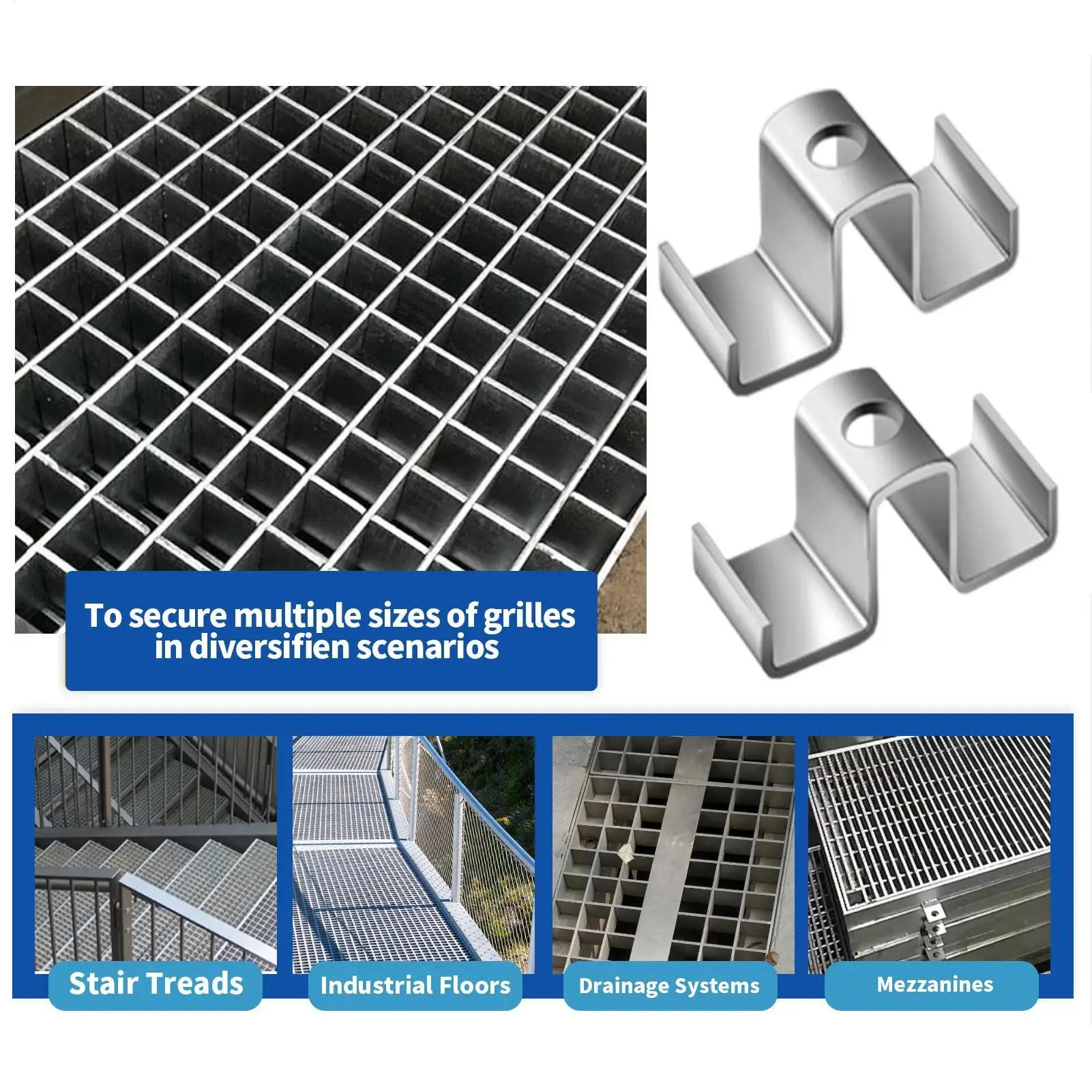 金属グレーチングクリップ 25個入り 高耐久亜鉛メッキグレーチングサドルクランプ 耐候性ハードウェア 橋のデッキ踏み板用