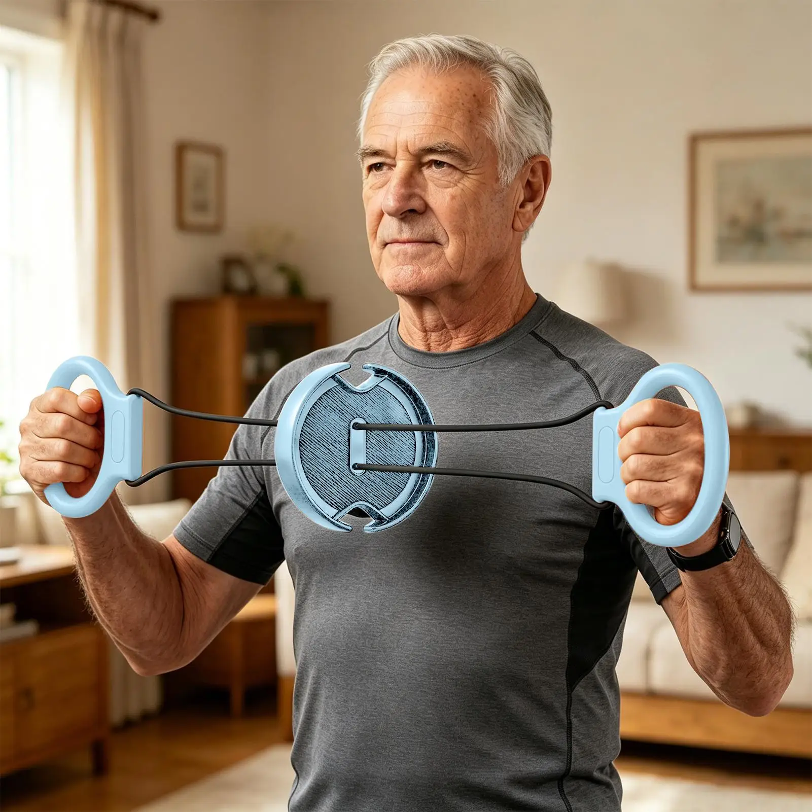 

Chest Trainer Flywheel Rotation Foldable With Anti-Slip Handle Forearm Strengthener Sports Equipment For Gym Home Office