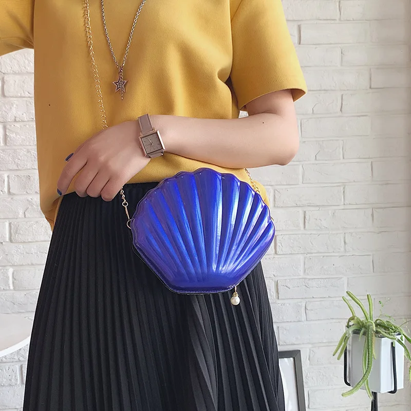 Fashion Women Shoulder Handbags Shell Bag Chain Cute Sequins Small Bag Phone Money Pouch Zipper Crossbody Bags for Women