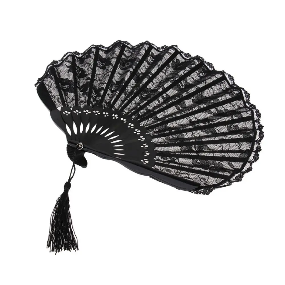 

Elegant Handheld Lace Shell Fan High-end Sturdy Japanese Folding Fan Handmade Dance Fan Wedding