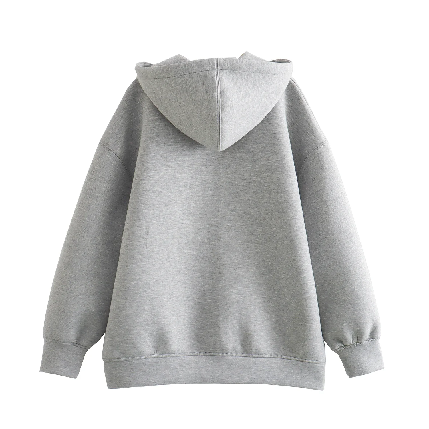 2024 autumn/winter new hooded sweatshirt cardigan with slanted pocket design and warm pullover