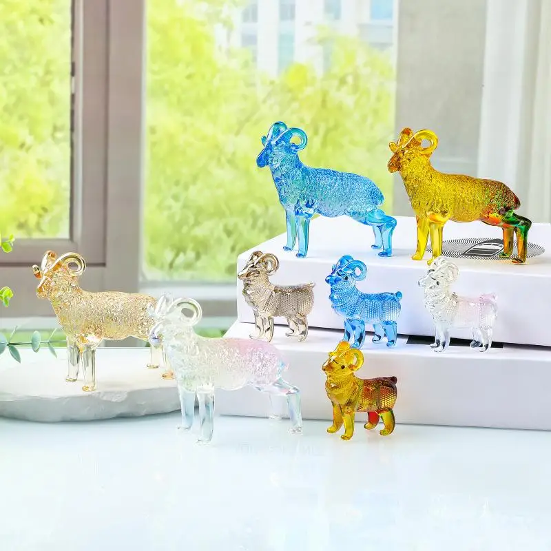 2027 Sternzeichen Schaf Kristallstatue Glänzende Handgefertigte Schaffigur Kunstobjekt für Wohnzimmer Schreibtischdekoration Festgeschenk für – Detail 5