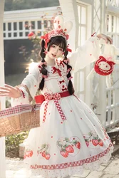 Japanese Sweet Lolita Strawberry Print Princess Dress Cos Lolita Tea Party Original Genuine Factory Direct Sales