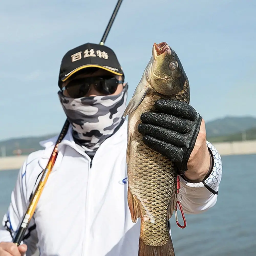 1pc Fishing Gloves Full Finger Anti-Slip Durable Work Cutproof Glove Fisherman Protect Hand Fish Grab Carp Latex Hunting Gloves
