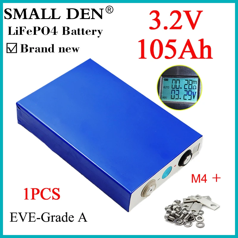 

Brand New 3.2V 105Ah LiFePO4 Battery Rechargeable Grade A high power Cells DIY 12V 24V 48V Electric car RV Inverter Solar panel