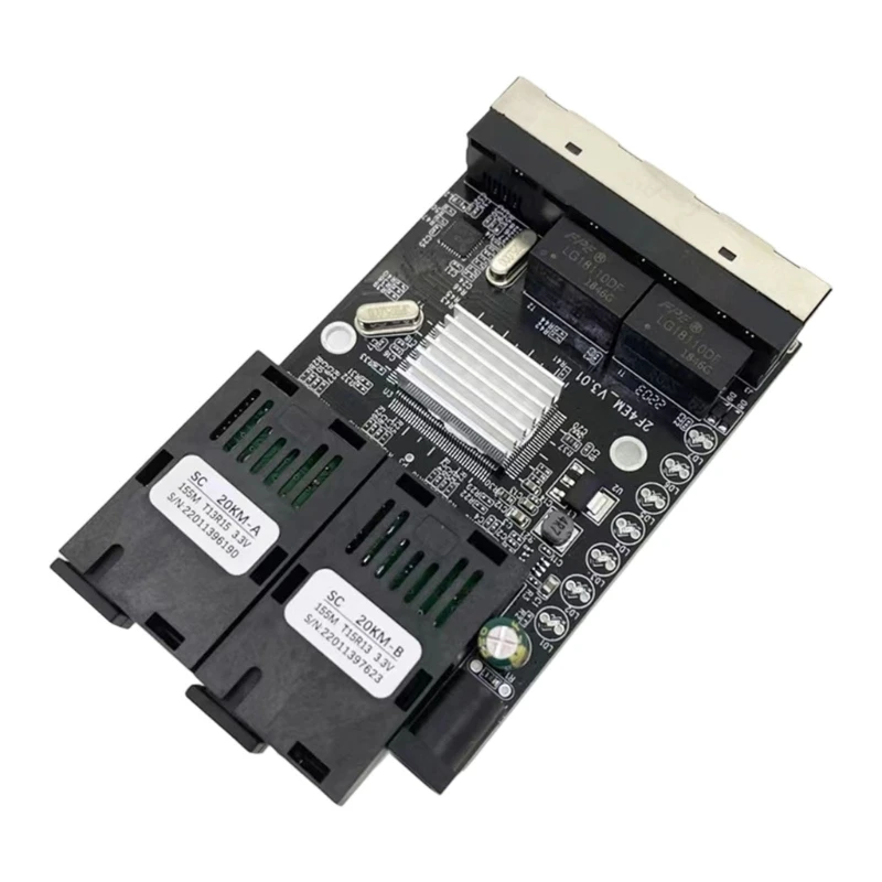 

CORA Black Reverse POE Single Fiber Media Converter with 20KM Ranges and 4 RJ45 Port Featuring PCBA Board Design