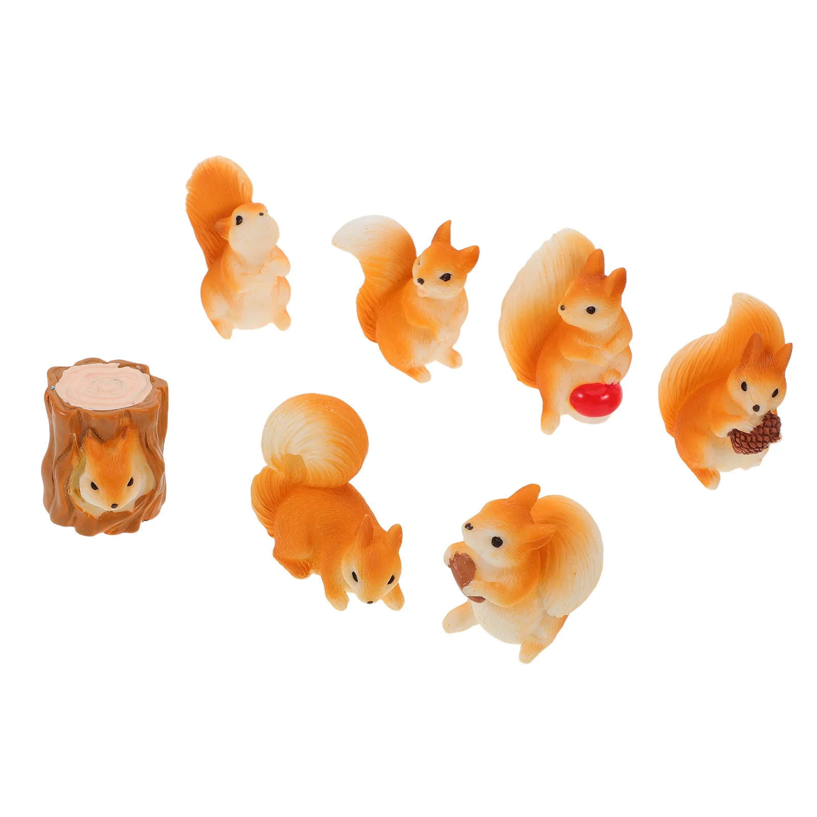 7 قطعة زينة السنجاب الراتنج الصغيرة نابض بالحياة السنجاب حديقة الحلي DIY بها بنفسك الطحلب المشهد ديكور شخصيات الغابات المصغرة