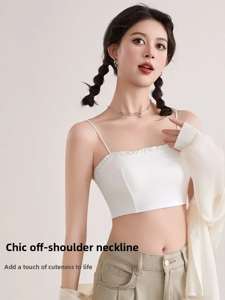   Donna Strap Vest Donna Estate 2025 Nuovo Sle Inteated Pad Reggiseno Un pezzo Interno Indossare Abbigliamento Esterno Base Tubo Top irt