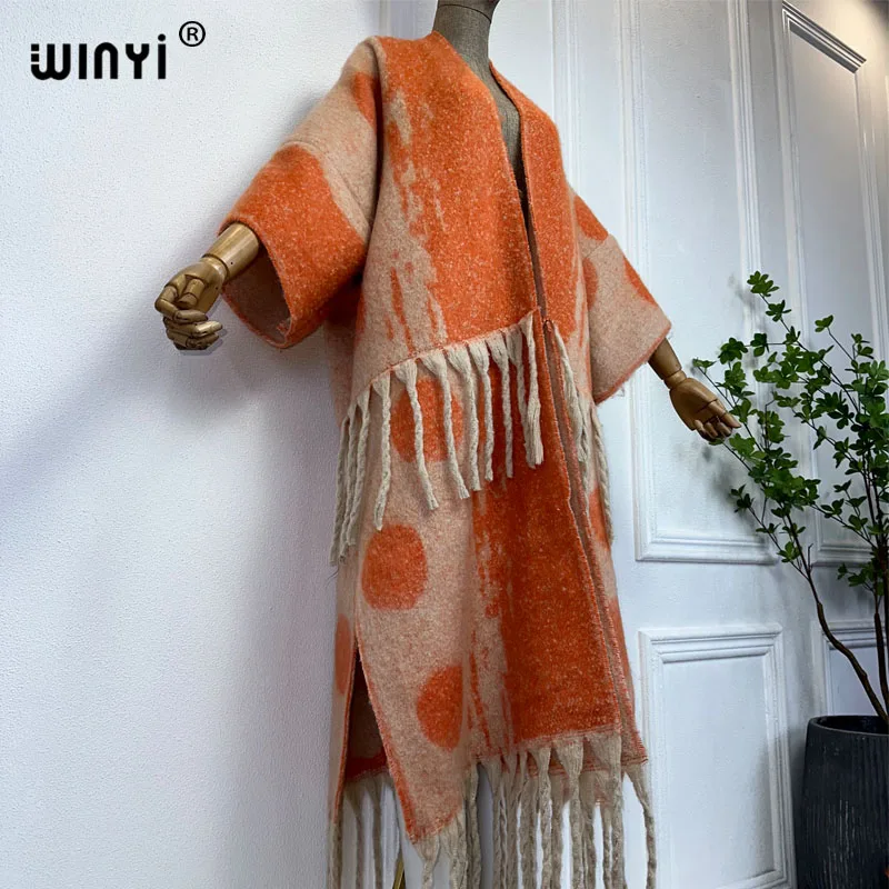 WINYI sweater winter kimono Women Africa Luxury Fur Neutral coat Loose cardigan elegant Warm Female dress winter coat women 2023