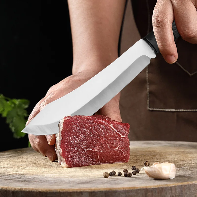 Kitchen Knives Stainless Steel Plastic Handle Steak Knife BBQ Slicing Knife Fruit Cleaver Meat Vegetable Utility Knife Cleaver