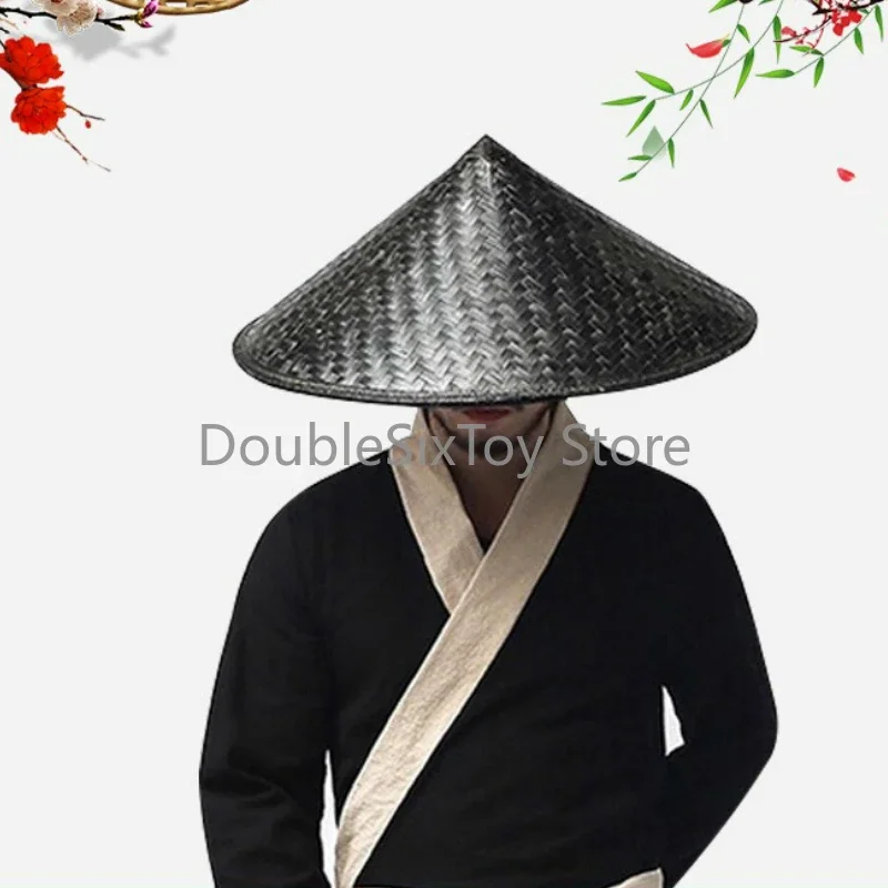 

Ninja Bamboo Weave Hat Traditional Chinese Style Kung Fu Shaolin Japanese Samurai Cosplay Oriental Headwear Prop Shade Straw Cap