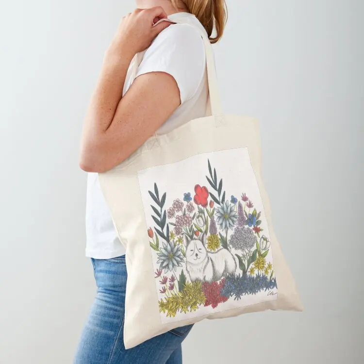

Corgi in the midst of Flowers Tote Bag bags luxury women shopping bag supermarket folding bag the tote