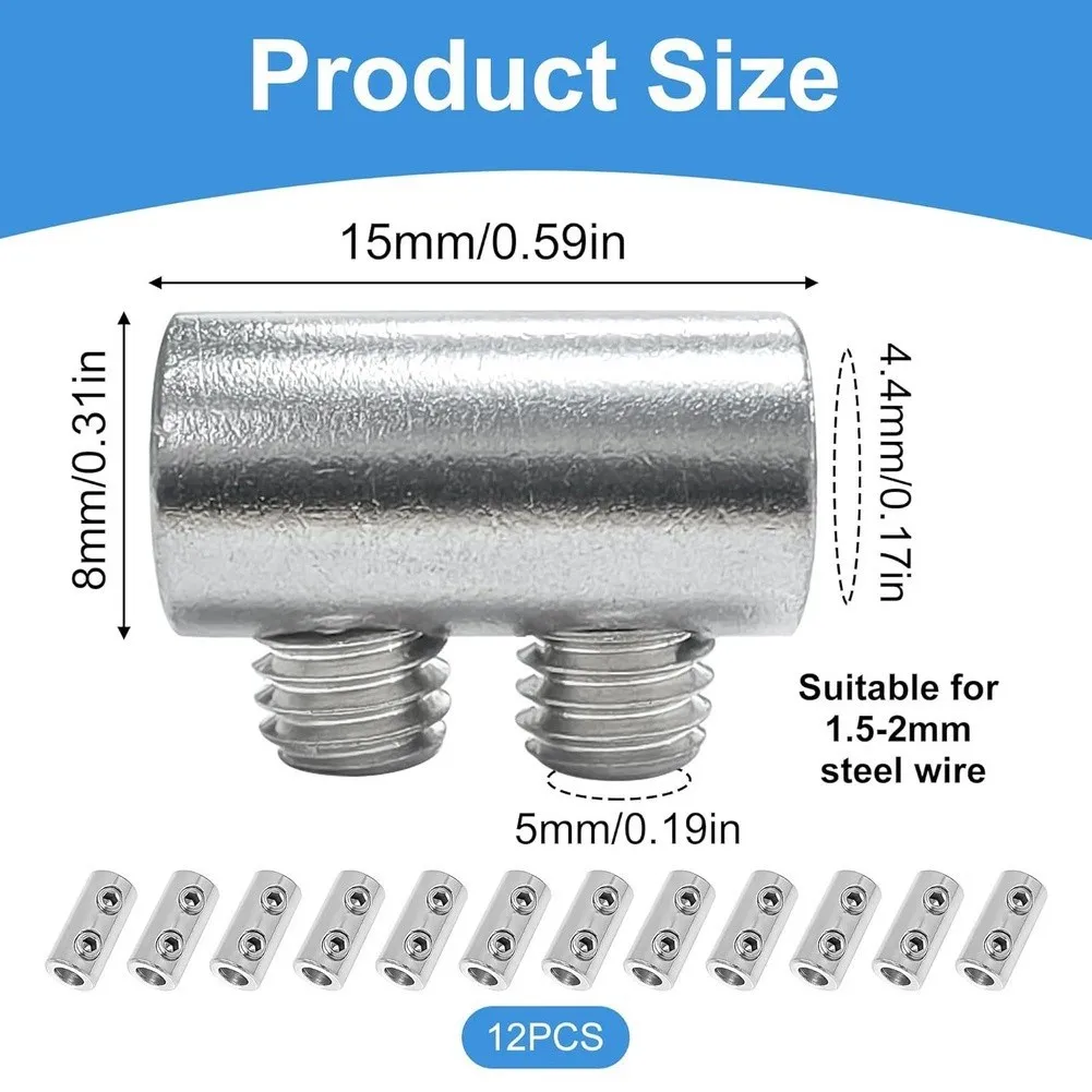 40pcs Double-Hole Wire Rope Clips For 1.5-2mm Adjustable Screws Fastener Hardware Sling Tools For Clotheslines And Wire Ropes ﻿