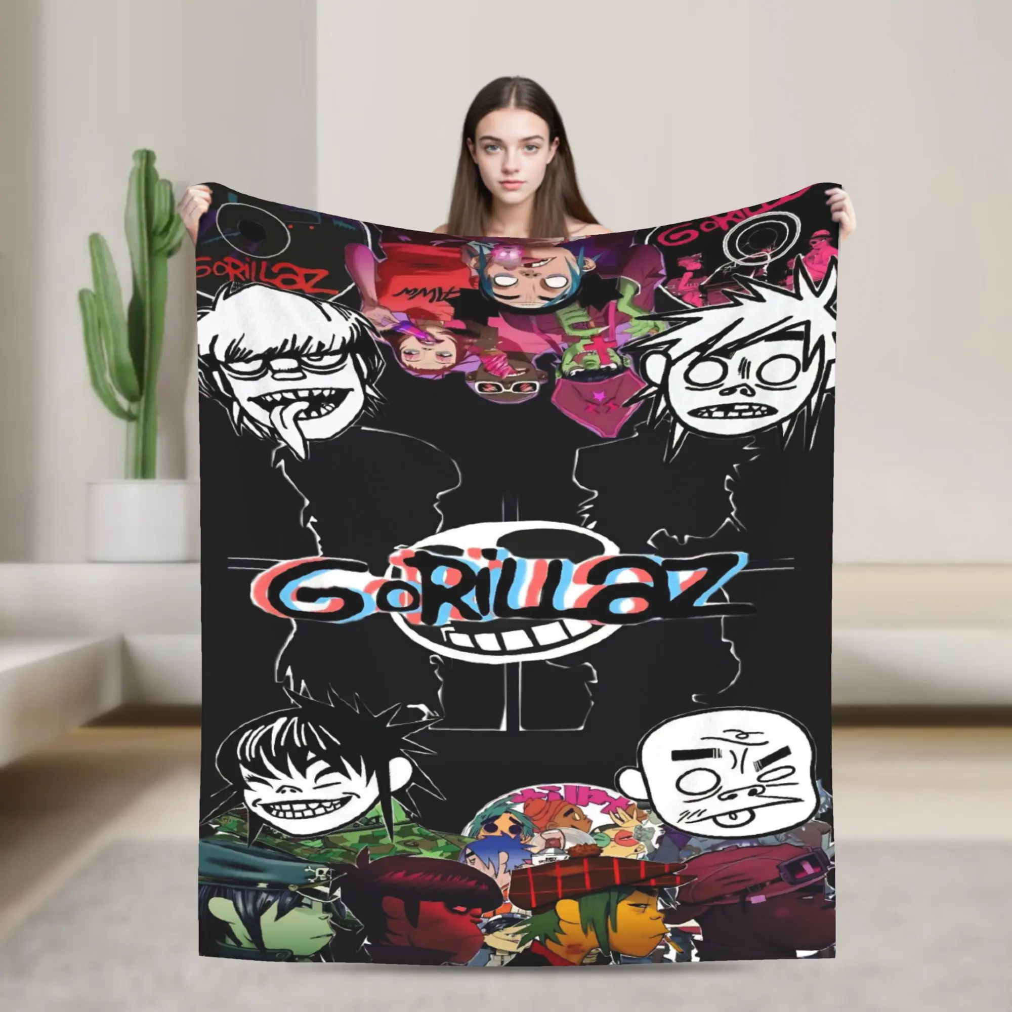 

Одеяло с музыкальной группой Gorillaz, панк-рок, качественное супер теплое одеяло, зимнее одеяло для пикника, дивана, кресла, дивана-кровати, графическое покрывало