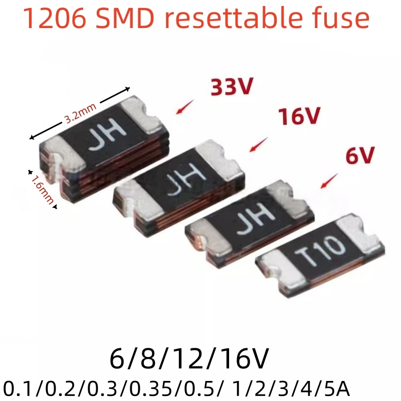 

10PCS PPTC 1206 patch self-recovery fuse 0.1A0.2A0.3A0.35A0.5A 1A2A3A4A5A