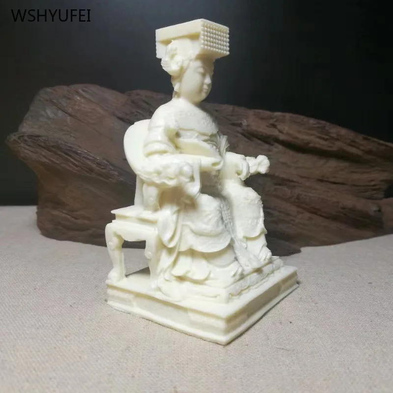 Ivory fruit wood carving Mazu Tianhou Sea God goddess Baoping Automobile Decoration Wooden crafts Gift