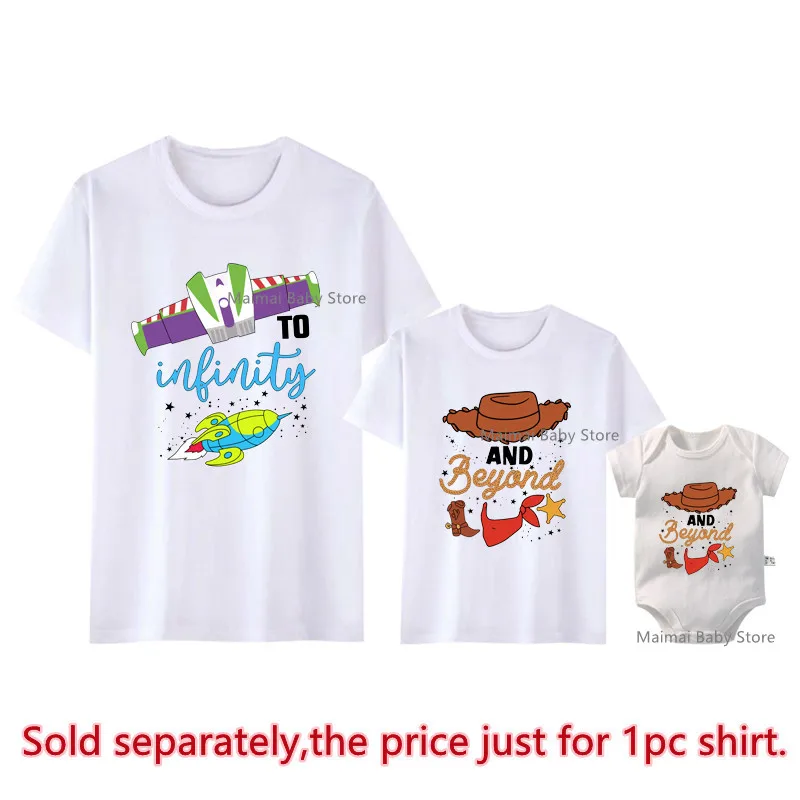 New Disney Toy Story Shirts To Infinity and Beyond Family Matching Outfits Funny Cotton Dad Mom and Me Disneyland Trip Tshirts