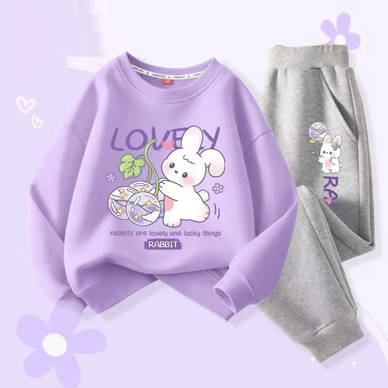 Autumn Baby Girls Clothes Set Kid Heart Printed Sweatshirts Pullover Top And Pants 2 Pieces Suit  Children Sweet Tracksuits