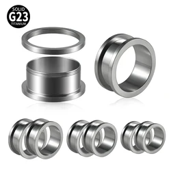 2pcs G23 Titanium Thread Ear Gauge Lobe Tunnels Plugs Ear Expanders Screw Back Gauge Screw On 8mm-25mm Body Piercing Jewelry