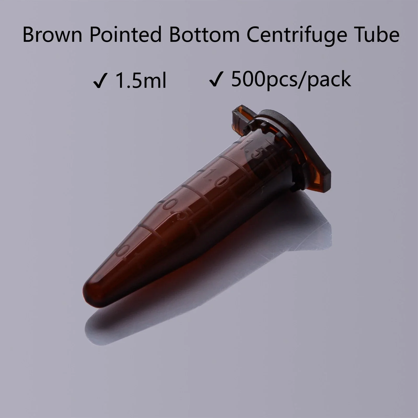 

Biosharp 500pcs Per Pack 1.5ml Brown Pointed Bottom Centrifuge Tube with Flat Cap Non-sterile Microcentrifuge Tubes