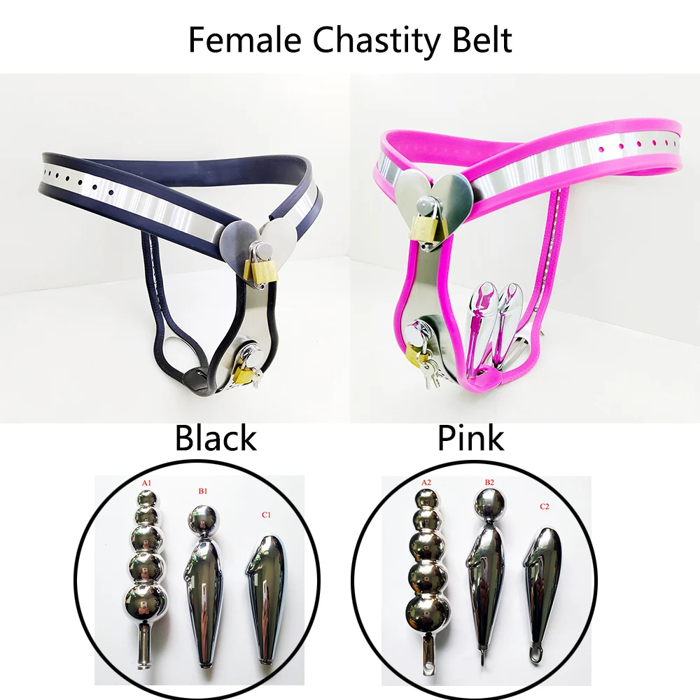 Steel Female Chastity Belt Device with A Defecation Hole Removable Plug Strap on Chastity Device Bondage Sex Toys for Woman