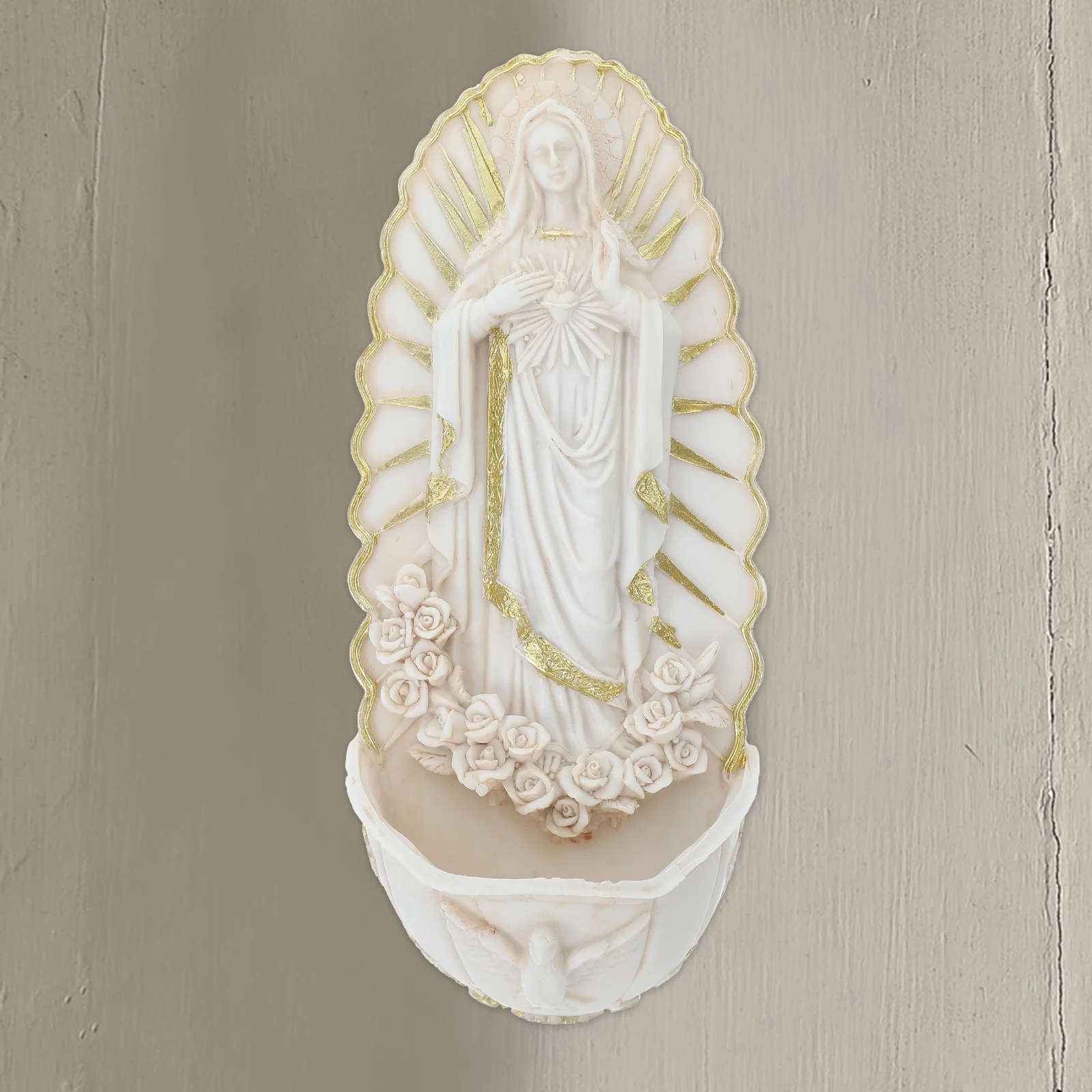 Holy Pool Pendant Virgin Mary Christ Water Font Religious Medal Catholic Wall Decoration Hanging Church Jewelry