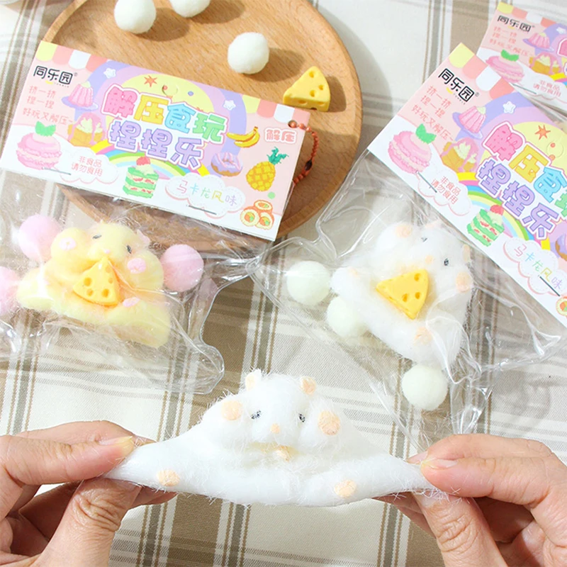 Mainan Remas cakar wafel Hamster lucu tikus kartun mainan pereda stres cubit silikon untuk hadiah anak-anak