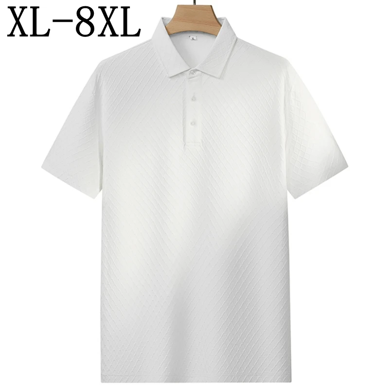

Мужские поло-рубашки 8XL 7XL 6XL, новинка 2026 года, летние, высококачественные, трикотажные, шелковистые, роскошные, приятные к коже, мягкие, свободного кроя, с отложным воротником