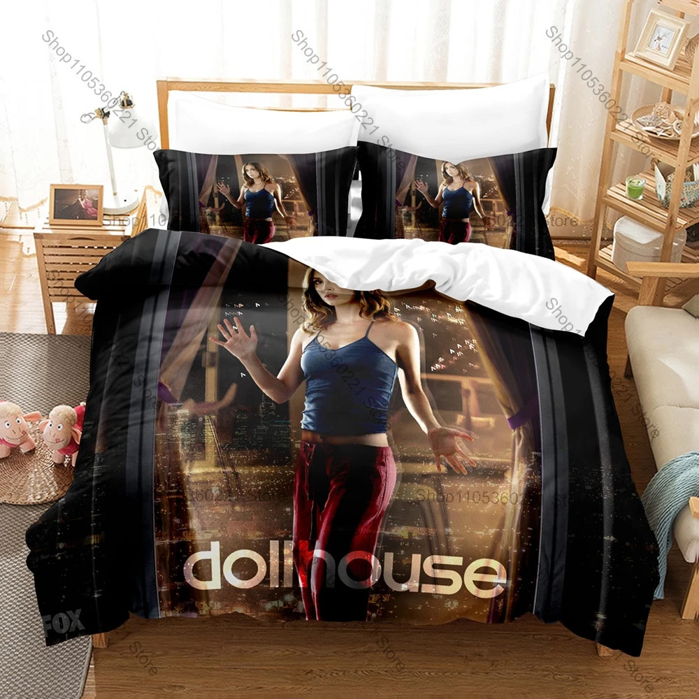 Dollhouse Bedding Set 3Pcs Sci-Fi Mystery Series Pattern Comfort Bed Linen For Fans All Season Daily Use