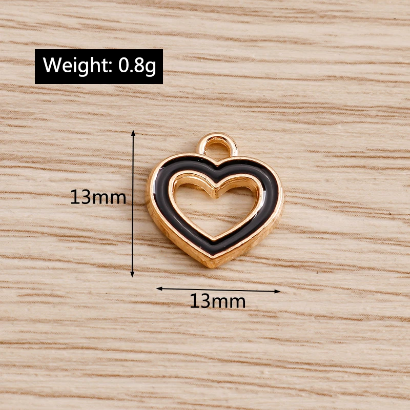 10pcs 13x13mm Cute Enamel Hollow Love Heart Charms Pendants for Jewelry Making Necklace Earrings Bracelets DIY Crafts Supplies