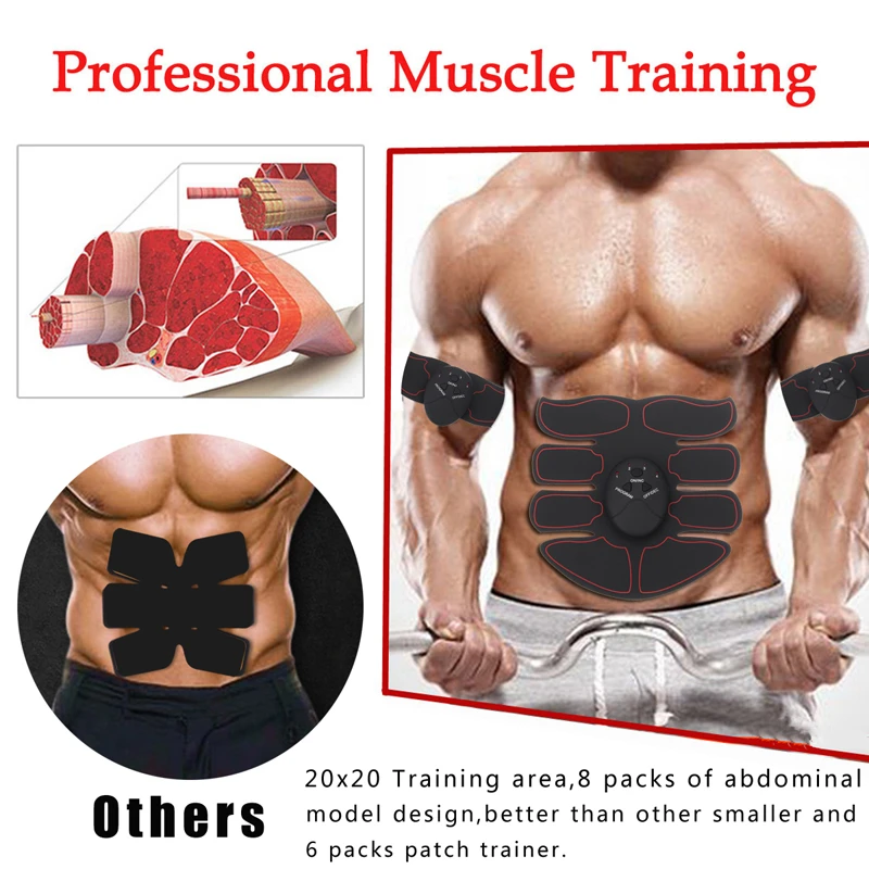 The Men Muscle Stimulator Abdominal Trainer Smart Abs Stimulator Fitness EMS Muscle Massager Electric Slimming Massage Machine