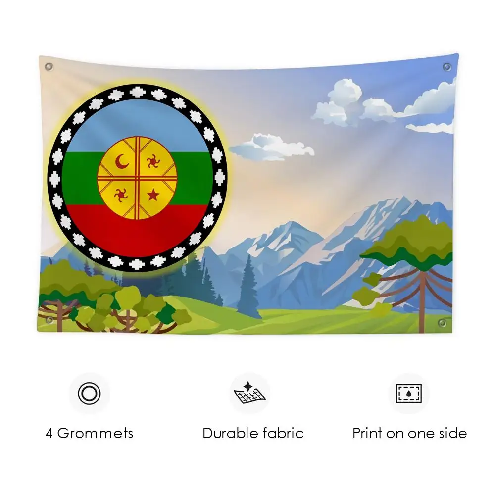 Mapuche Chile Wvnhelfe Star Flags 3x5 Ft Custom Banner For Garage Door Room Decor Wall Out Decoration With Metal Buckle