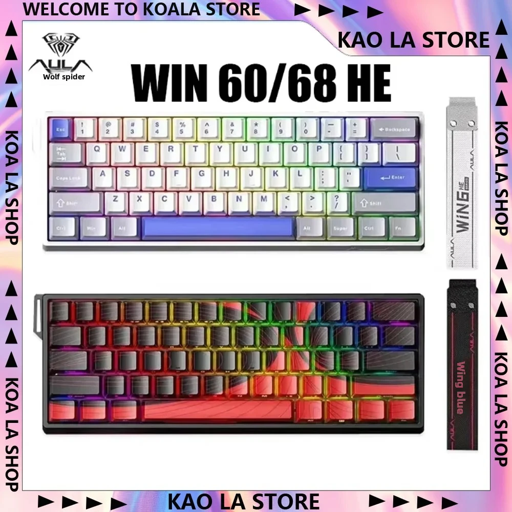 

Aula Win60 Win68 He клавиатуры с магнитным переключателем 8k Rgb с возможностью горячей замены, проводная механическая игровая клавиатура для киберспорта, подарки с хрозмами