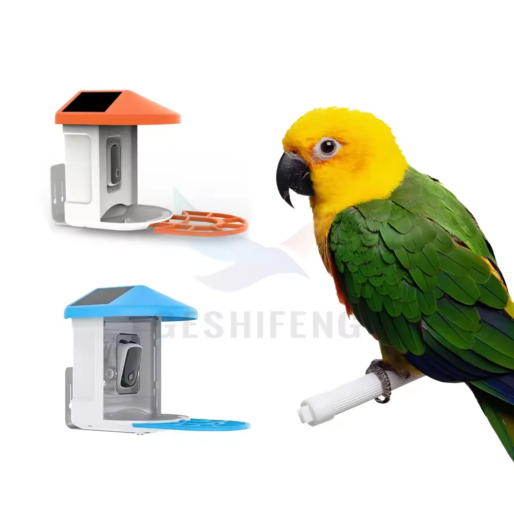 2024 Orange Waterproof IP65 2MP Artificial Intelligence Bird Identification Rodent Proof Bird Camera Feeder With Solar Panel