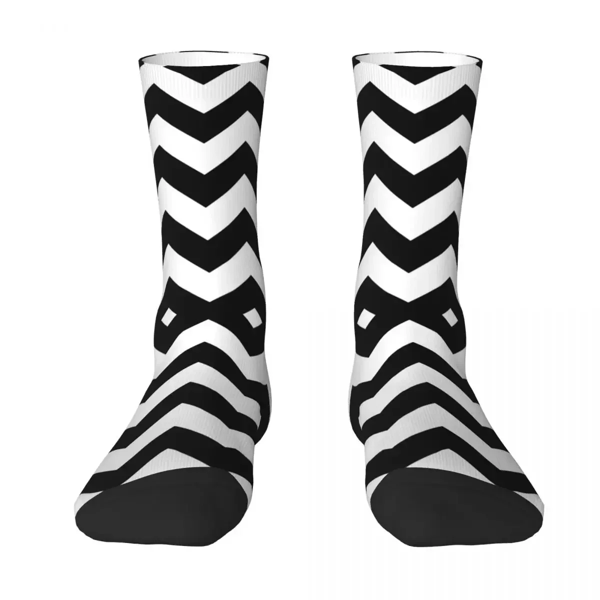 Black And White Chevron Stripes Socks Harajuku High Quality Stockings All Season Long Socks Accessories for Unisex Gifts