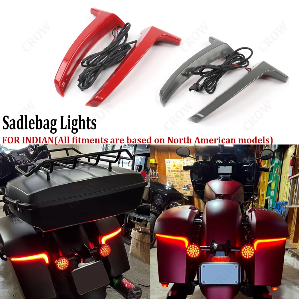 New Motorcycle Saddlebag Indicator Run Brake Turn Signal LED Lights F​or Indian Challenger Chieftain Pursuit Roadmaster Limited