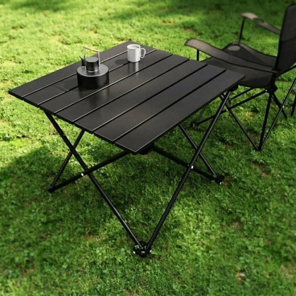 Carbon Steel Alloy Folding Table X Frame Slatted Top Portable Table Foldable Load Bearing Heavy Duty Outdoor Table Market Stall
