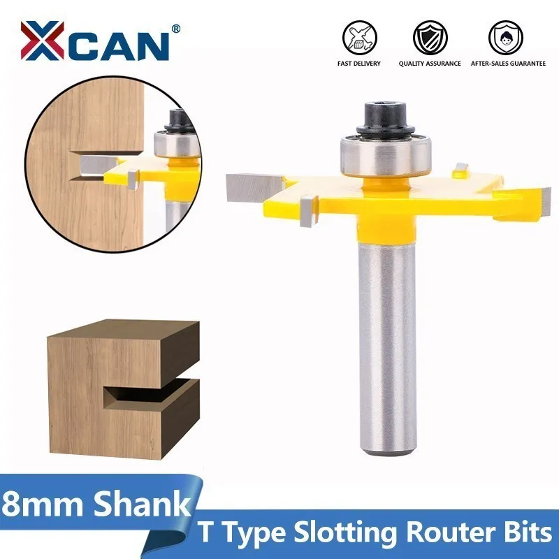 

XCAN Router Bits T Type Slotting Bit 8mm Shank Wood Milling Cutter 4 Flute Rabbeting Bit Industrial Grade Woodworking Tool 1pc