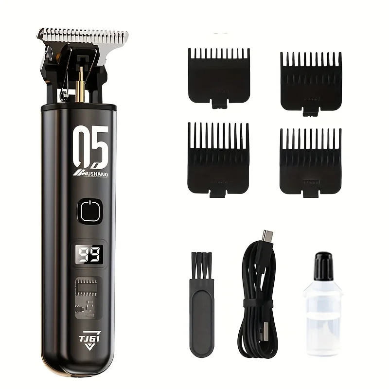 Professional men's electric hair cutter set 1 piece, with LED display screen, men's electric shaving blade, gap free hairdressin image 6