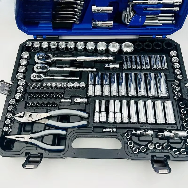 151-Piece Auto Repair Tool Set for Universal Fitment Ratchet Wrench Screwdriver Pliers and Repair Combo