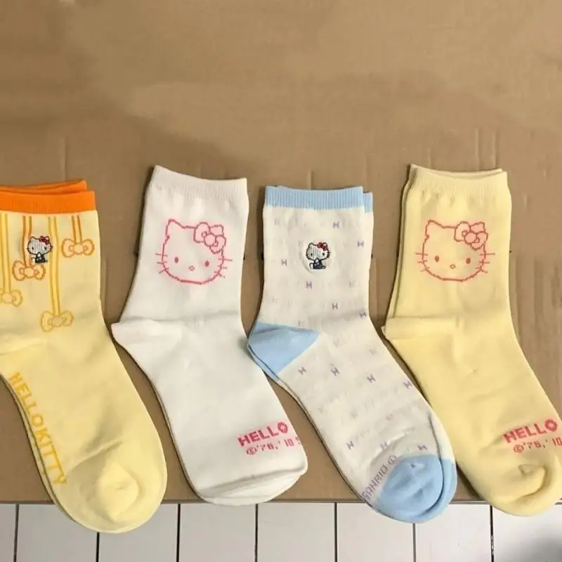 Kawaii Hello Kitty Mid-Calf Socks Sanrio Sock Anime Kt Jk Socks Y2K Forest System Versatile Cute Girl Ins Hello Kitty Sock Gift