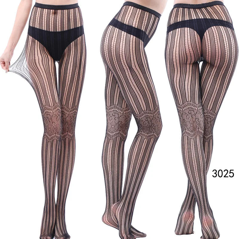 Neuartige Übergrößen-Netzstrumpfhose Sexy Hohle Spitzenstrümpfe Schwarze Overknee-Strümpfe für Damen Dessous – Detail 6