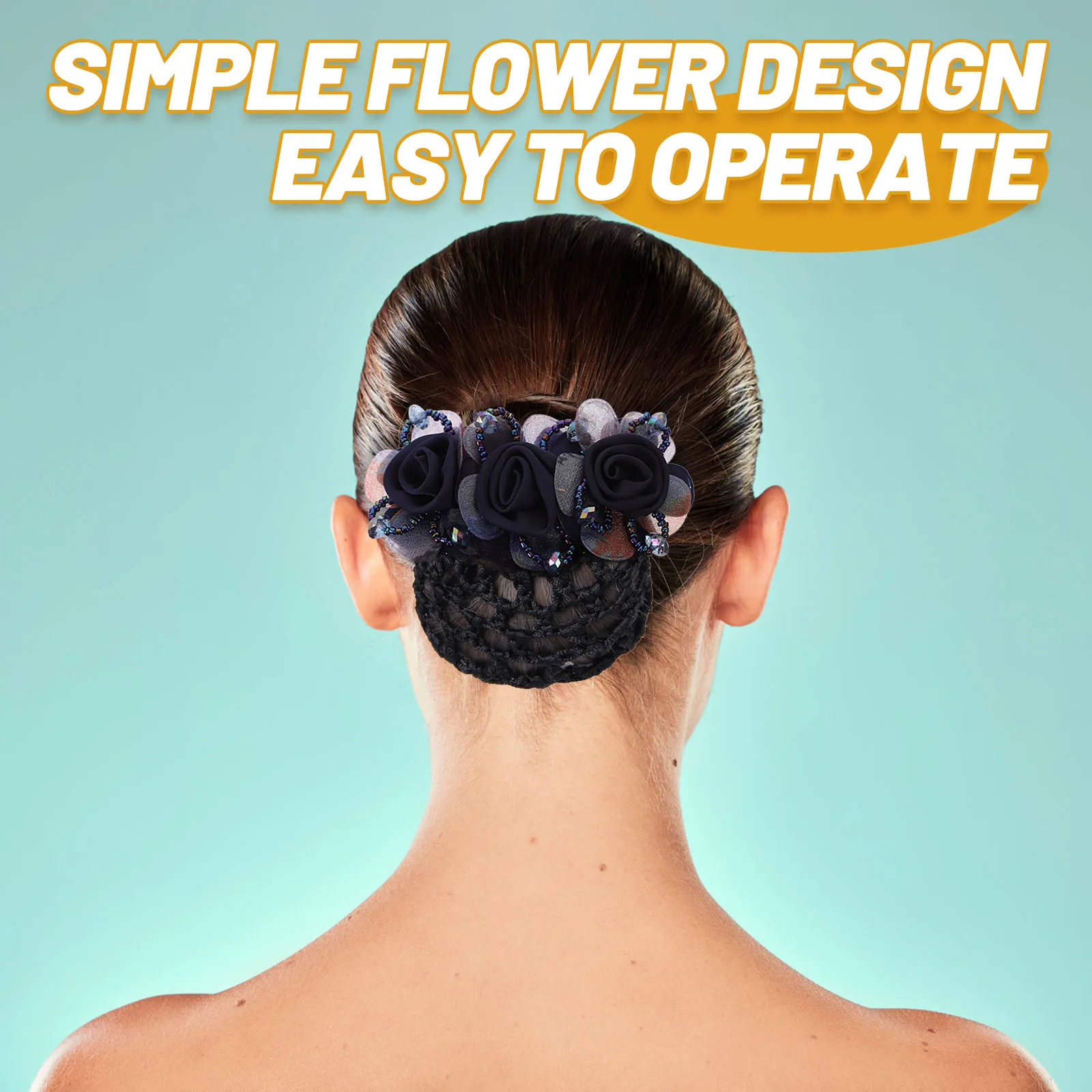 

1pcs Flower Women Blue Coarse Bun Net Mesh Bun Hair Nets For Buns Cover Accessories Hair Nets Teen Girls Dance