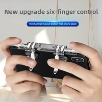 6 Fingers Cell Phone Gamepad Joystick Controller Z06 for PUBG Aim Shooting ABS Key Button Game Trigger for IOS Android Universal