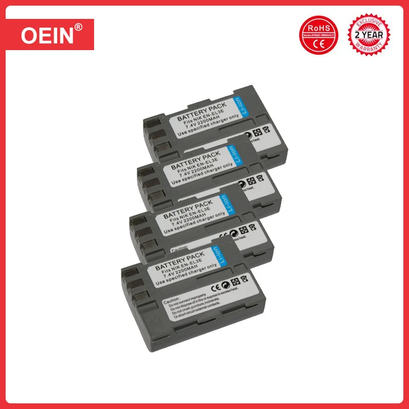 4Pcs EN EL3 EL3a EN-EL3e Battery and LED Charger for Nikon D70s, D50, D80, D300S, D300, D700, D90, D200