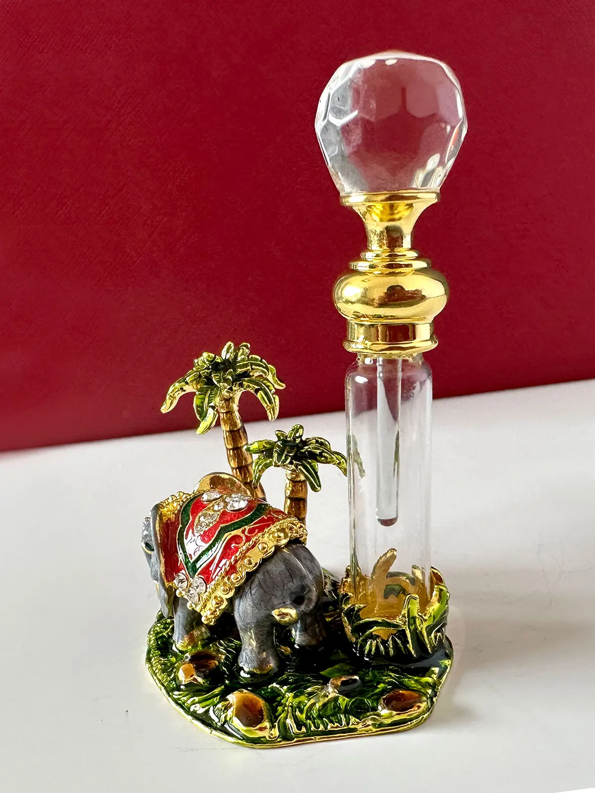 4ml Vintage Metal Elephant Figurines Glass Empty Perfume Bottle Crystal Cap Refillable Beauty Tool Container Decor Kids Gift
