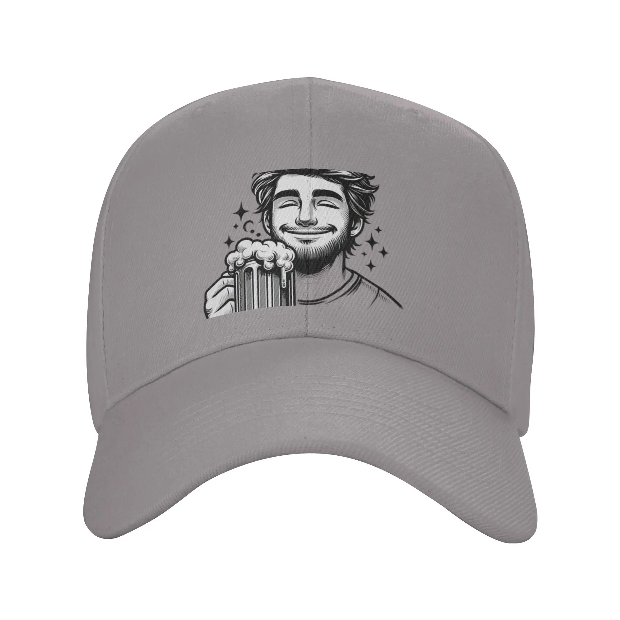 Cheerful Man Enjoying a Beer Trendy Baseball Cap Rock Climbing Autumn Cap Baseball Cap
