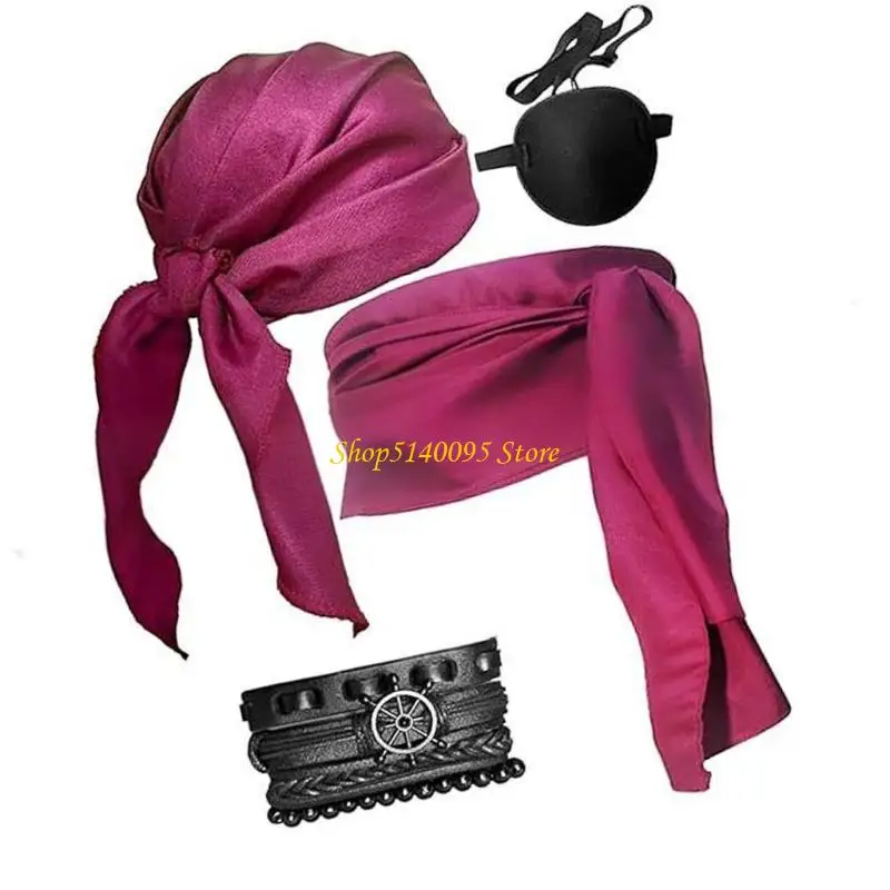 DXAE Halloween Piraat Kostuum Vrouwen Mannen Piraat Hoofddoek Bandana Riem Middeleeuwse Vikinges Kostuum Accessoires