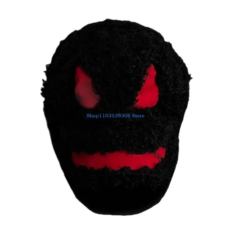 

400A Plush Devil Face Baseball Caps for Adults Teens Dark Series Soft and Warm Headwear for Music Festivals and Cosplay Party