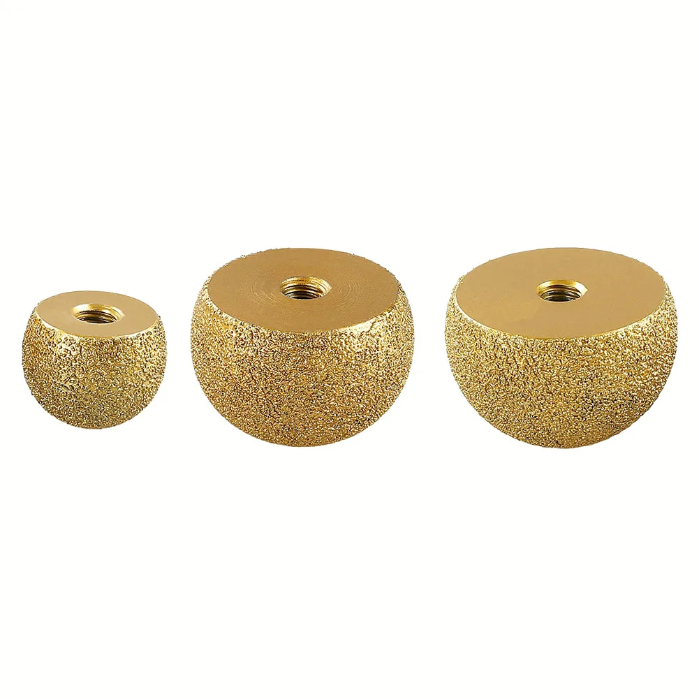 1Pc Diamond Brazed Round Grinding Head Abrasive Tool M10 Thread 30/40/50mm 60grit Electric Grinder Polishing Machine Rotary Tool